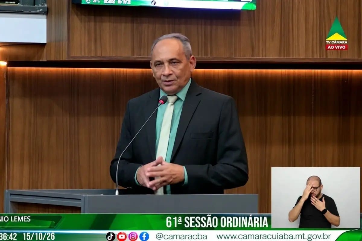 Antônio Lemes de Paula em pronunciamento na Câmara Municipal de Cuiabá