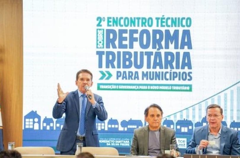 O presidente do TCE-MT, conselheiro Sérgio Ricardo, durante o 2º Encontro Técnico sobre a Reforma Tributária para Municípios