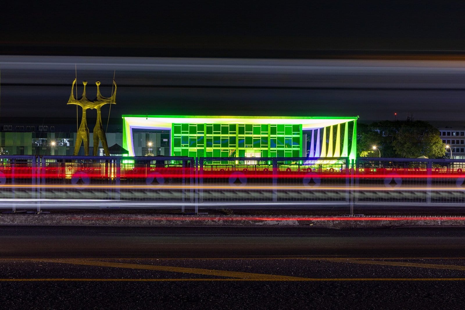 Long exposure picture of the Brazilian Supreme Court. View from the Planalto Palace.