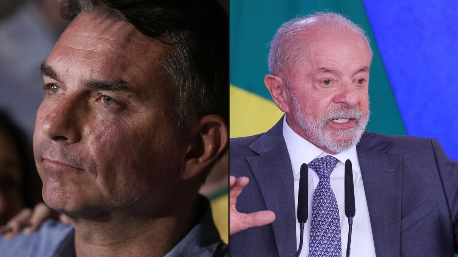 Montagem: Flávio Bolsonaro (à esquerda) e Luiz Inácio Lula da Silva (à direita)